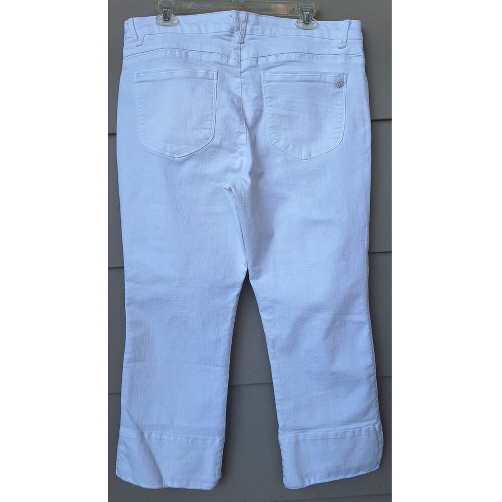 Democracy Ab Solution Kick Flare Capri Crop White Jeans Tummy Control Size 16 - Picture 3 of 10